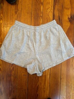 Women's PINK Gray Elastic-Waist Lounge Shorts
